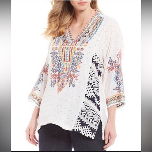 John Mark Tops - John Mark Embroidered Top